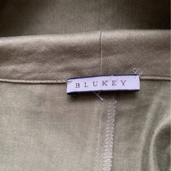 Blukey Tunic Dress Woman Large Green Linen Blend Pocket Oversized Coastal Resort - Picture 8 of 14